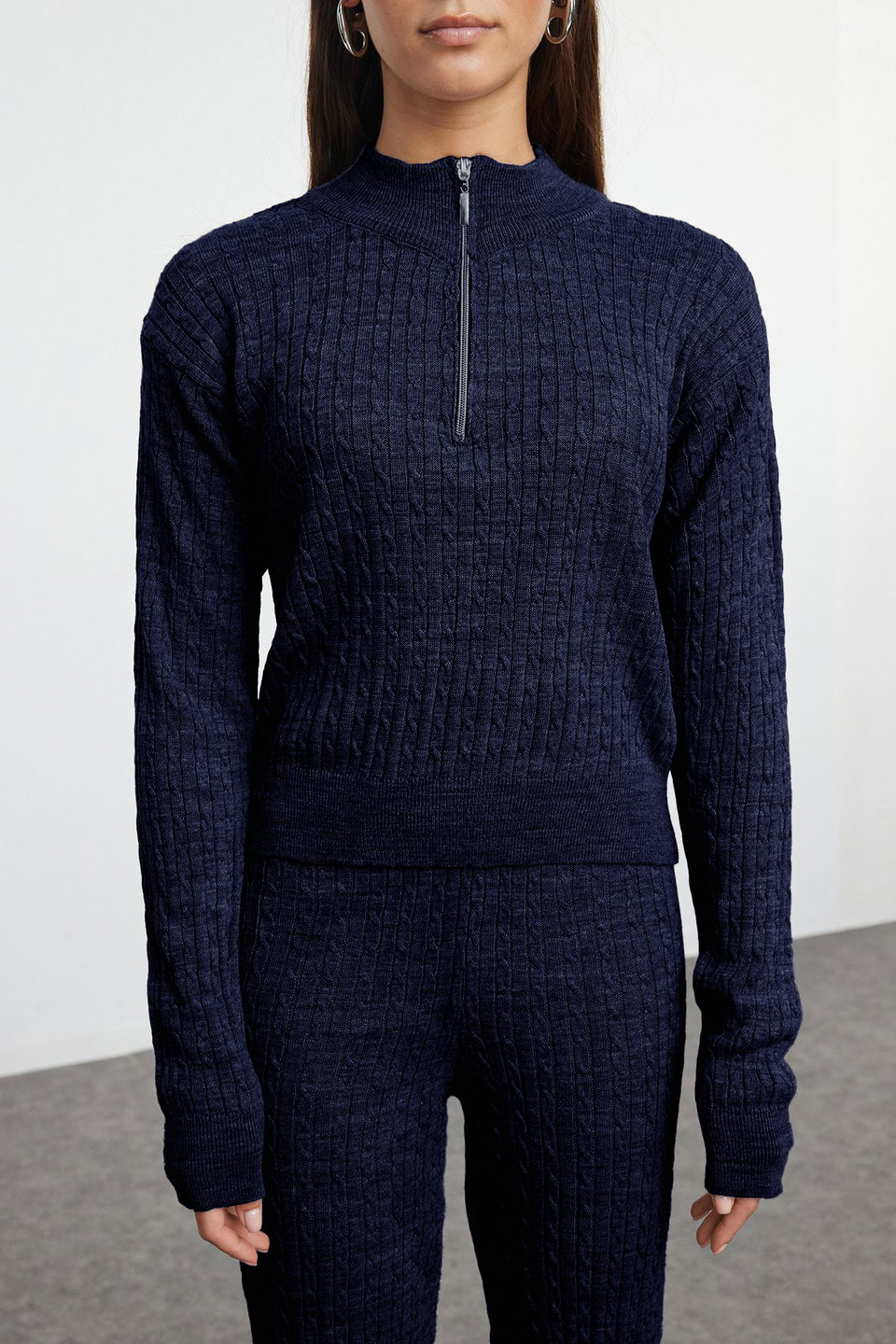 Zippered Knitwear Bottom-Top Set TWOAW25AU00059