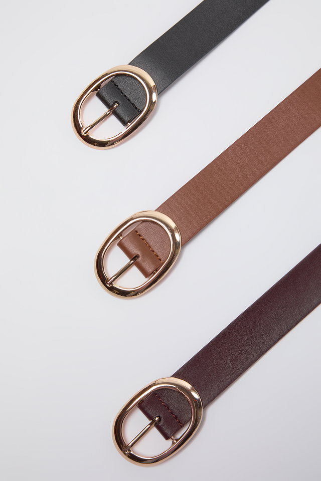 Black-Brown - 2-Pack Black-Tank Women's Leather Look Belt TWOSS21KE0054