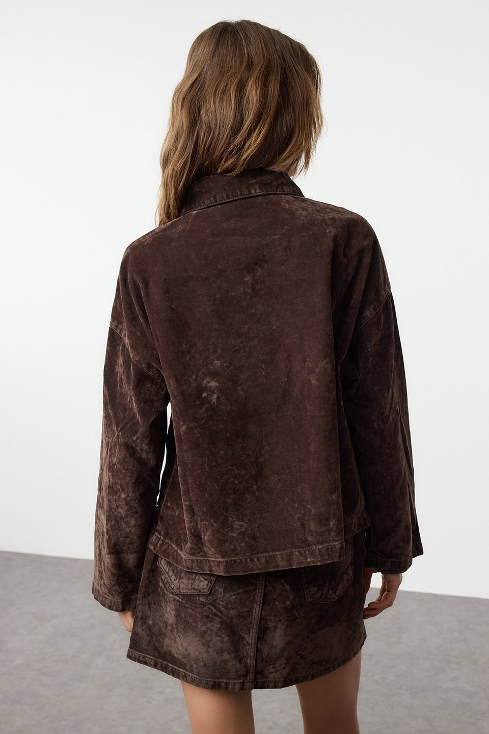 Suede Look Denim Jacket TWOAW25CE00078