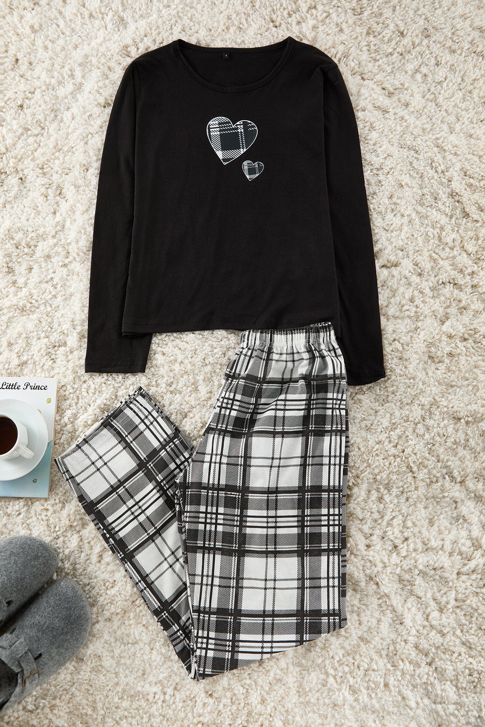 Cotton Heart Plaid Knitted Pajama Set THMAW25PT00220