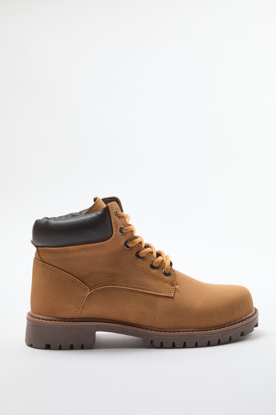 Camel Lace-Up Flat Men's Boots TAKAW25BO00042