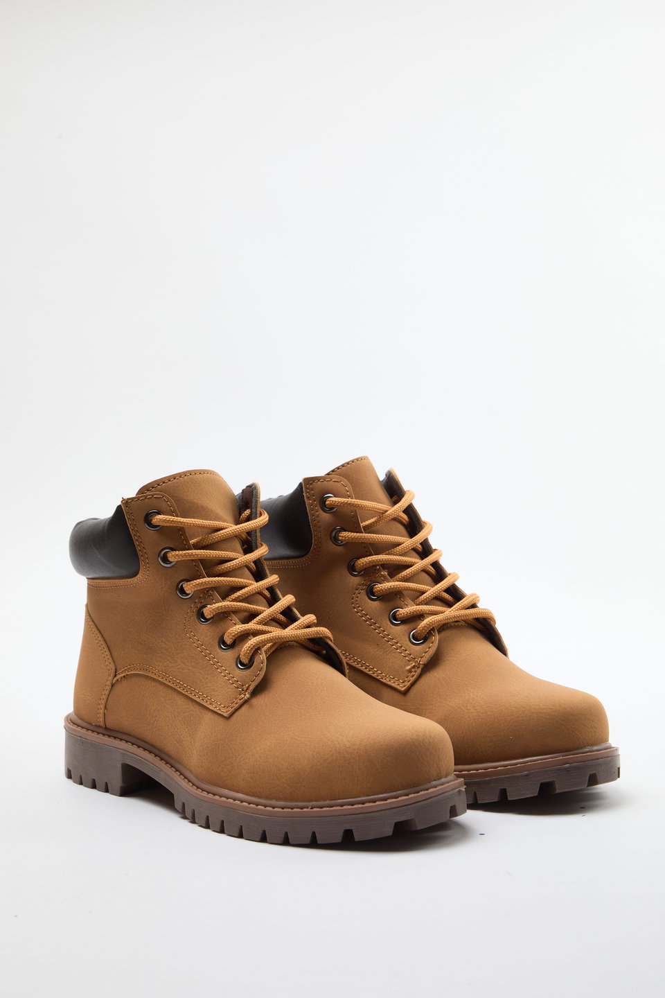 Camel Lace-Up Flat Men's Boots TAKAW25BO00042
