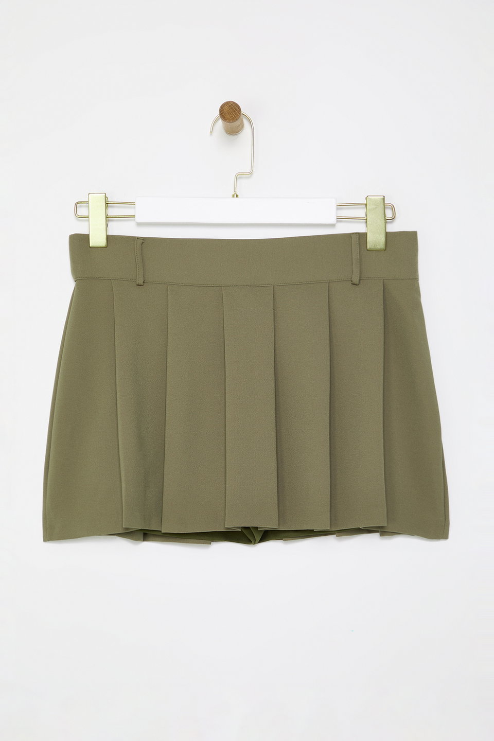 Pleated Mid Waist Super Mini Woven Skirt Look Shorts TWOAW25SR00038