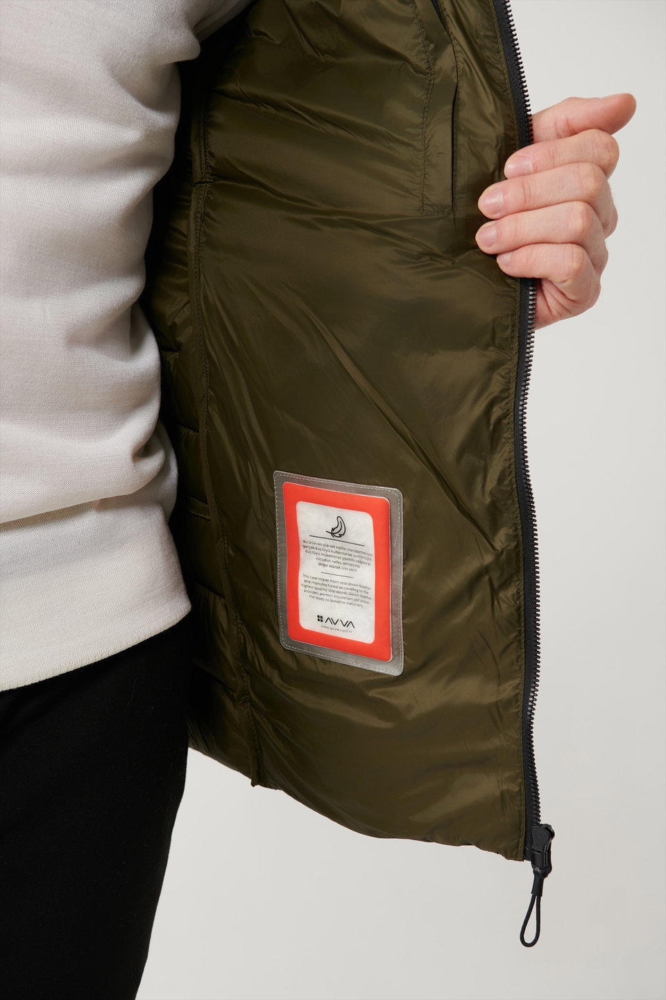 Men's goose down water repellent windproof fabric stand collar puffer comfort fit jacket b006015