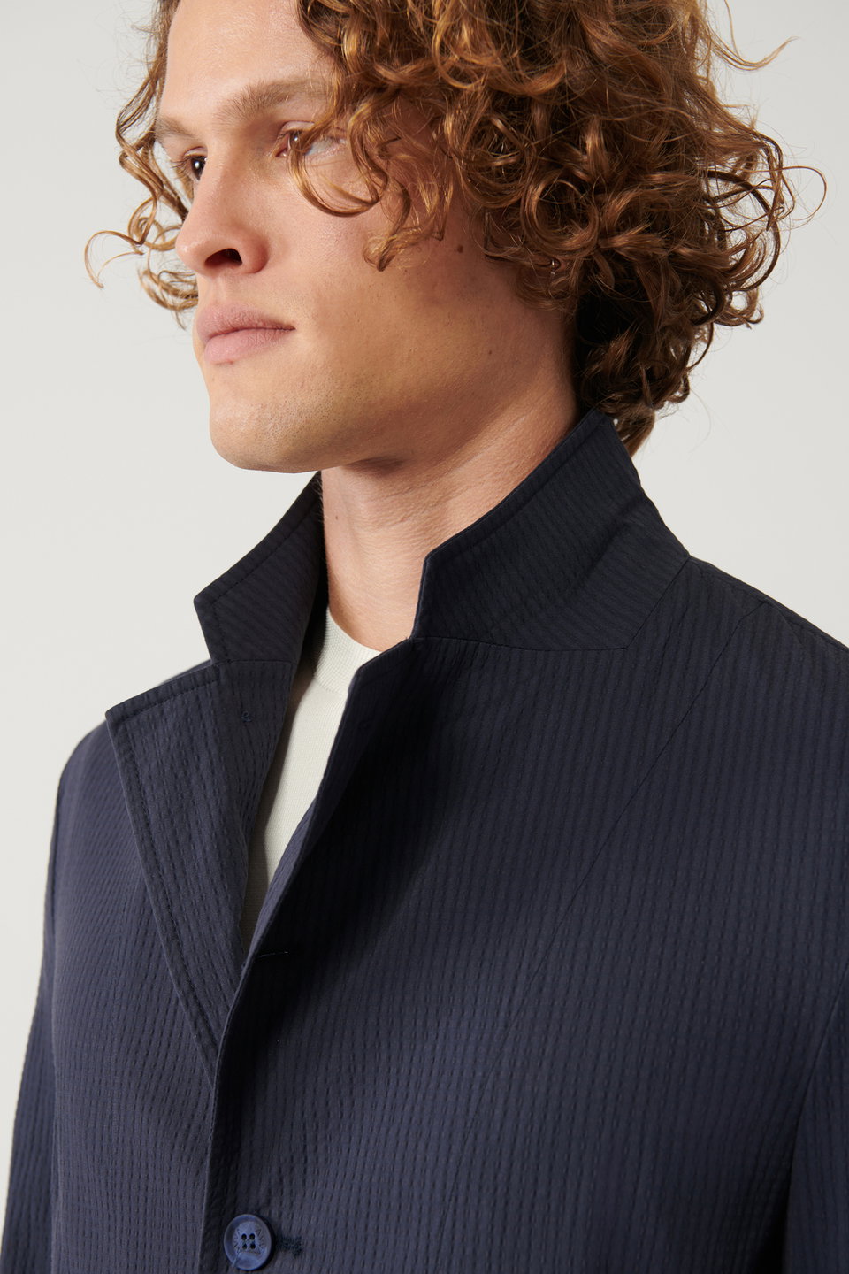 Men's Stand Collar Pocketed Unlined Lightweight Blazer Comfort Slim Fit Jacket A41Y4028