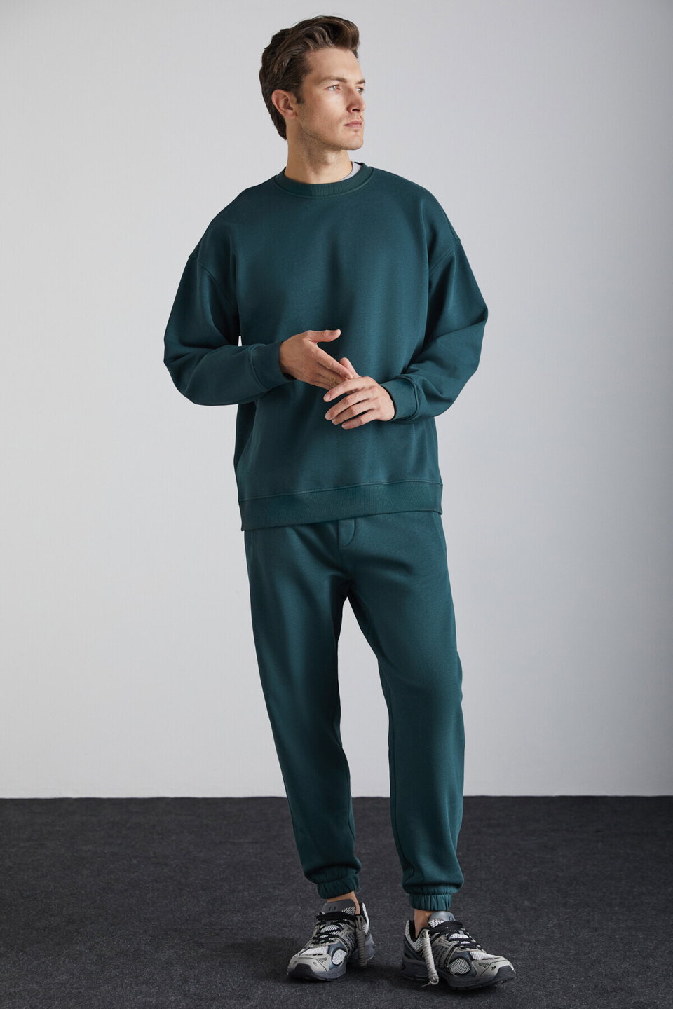 Kyoto Men's Organic Cotton Fleece Lined Wide Leg Elastic Jogger Sweatpants