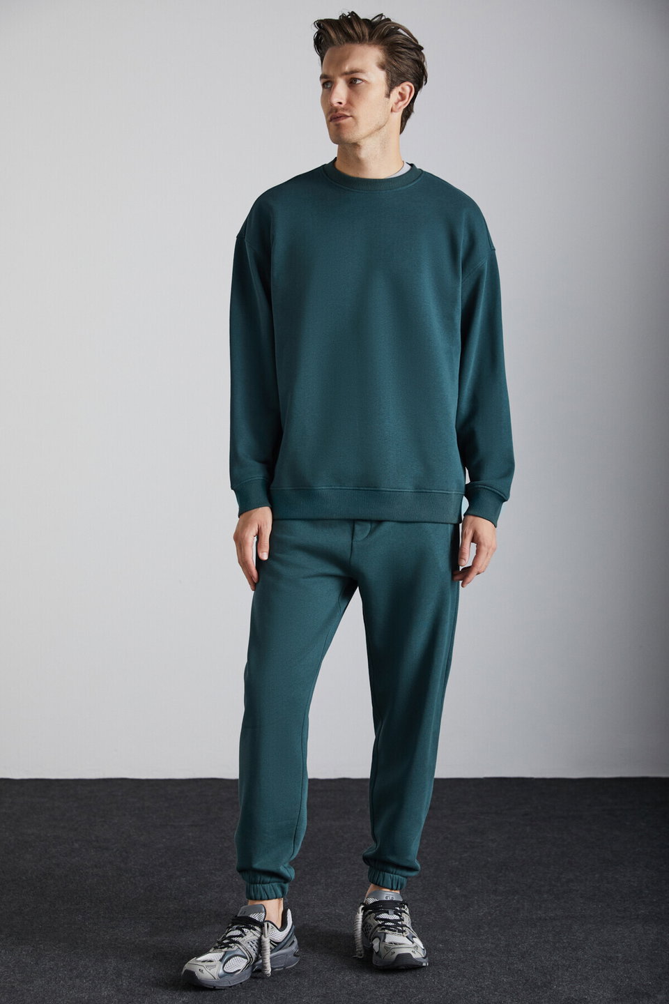 Kyoto Men's Organic Cotton Fleece Lined Wide Leg Elastic Jogger Sweatpants