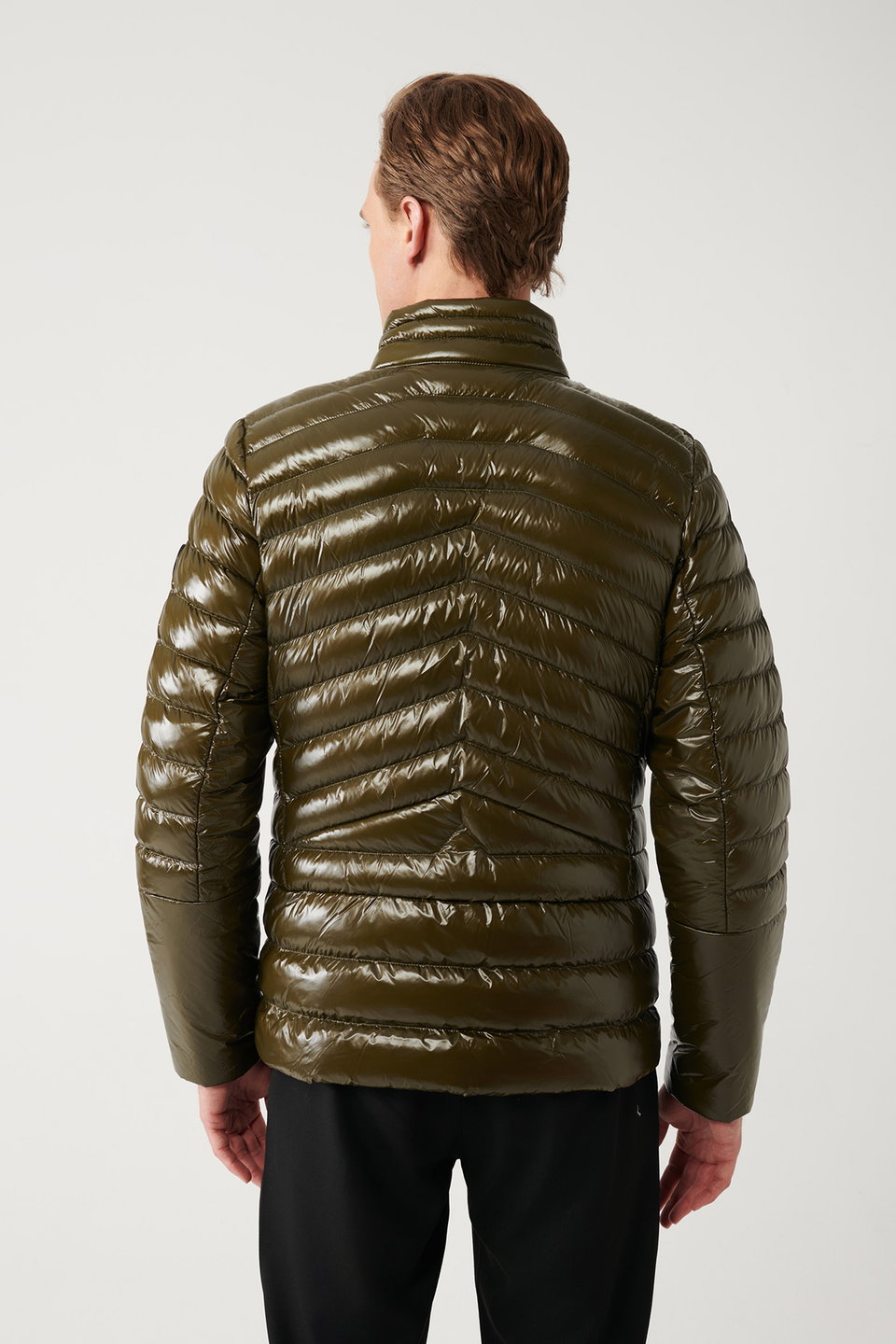 Men's goose down water repellent windproof fabric stand collar puffer comfort fit jacket b006015