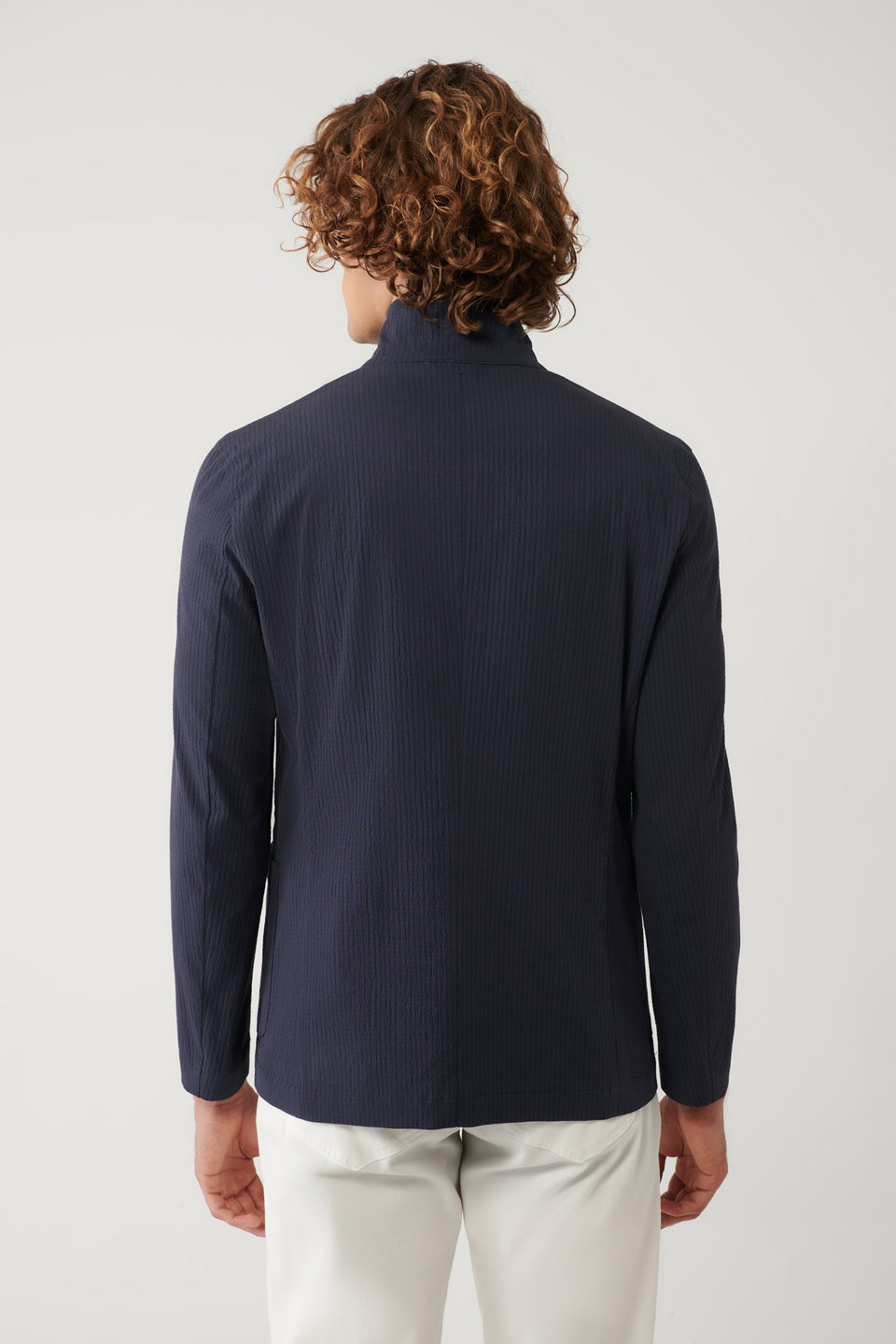 Men's Stand Collar Pocketed Unlined Lightweight Blazer Comfort Slim Fit Jacket A41Y4028