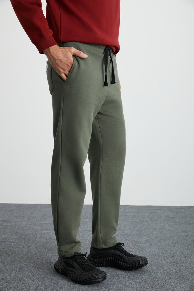 Khaki - Internal Men's Soft, Comfortable Elasticated Leg Comfort, Grey Melanj Sweatpants