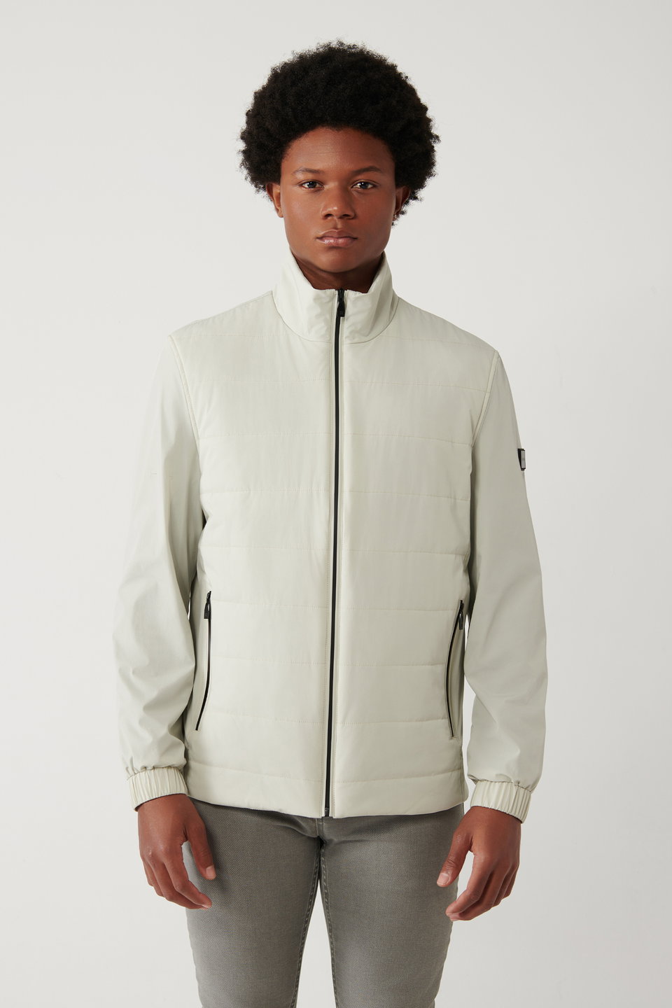 Men's neckline reflector printed flexible water repellent bi-stretch slim comfort fit jacket a41y6023