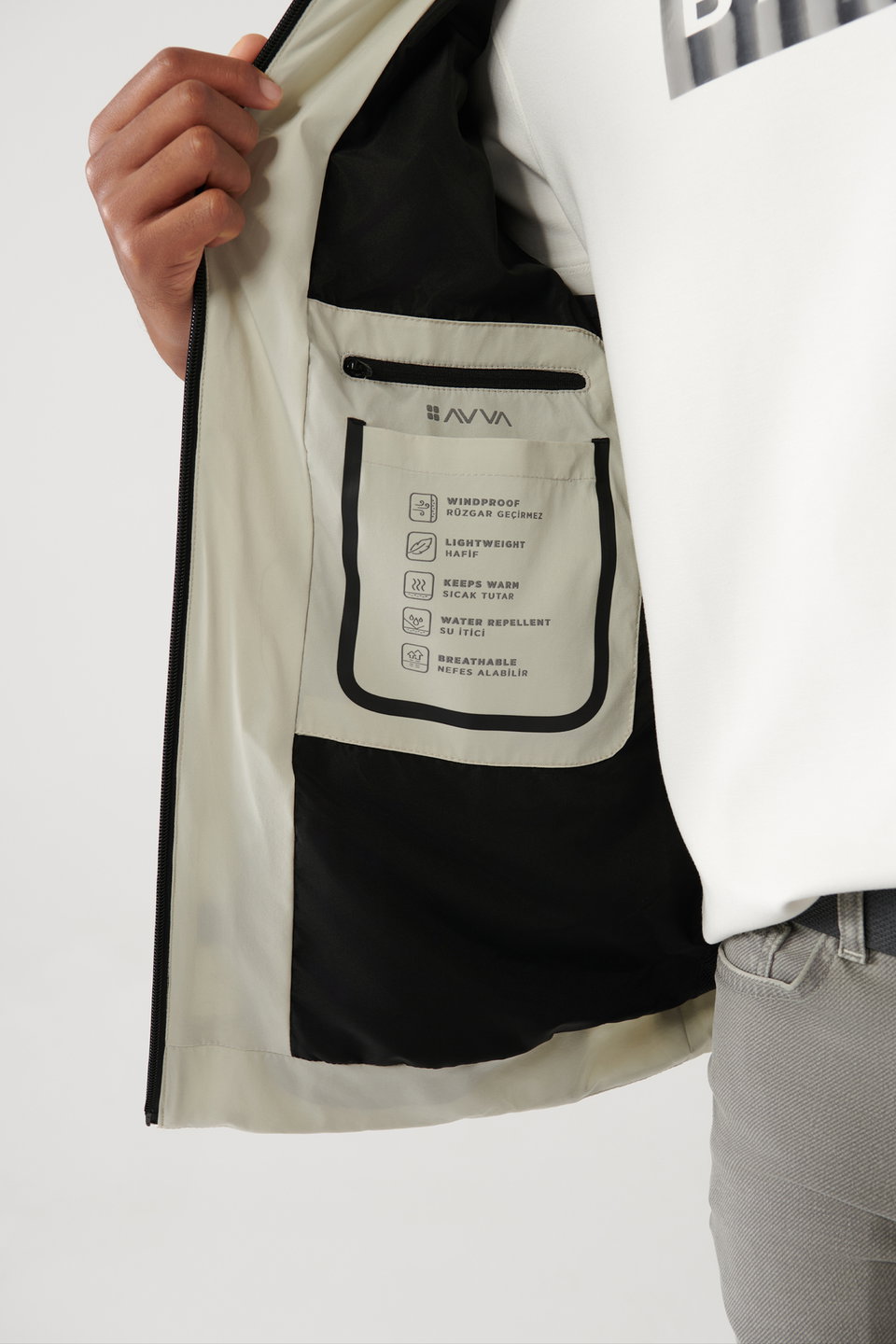 Men's neckline reflector printed flexible water repellent bi-stretch slim comfort fit jacket a41y6023