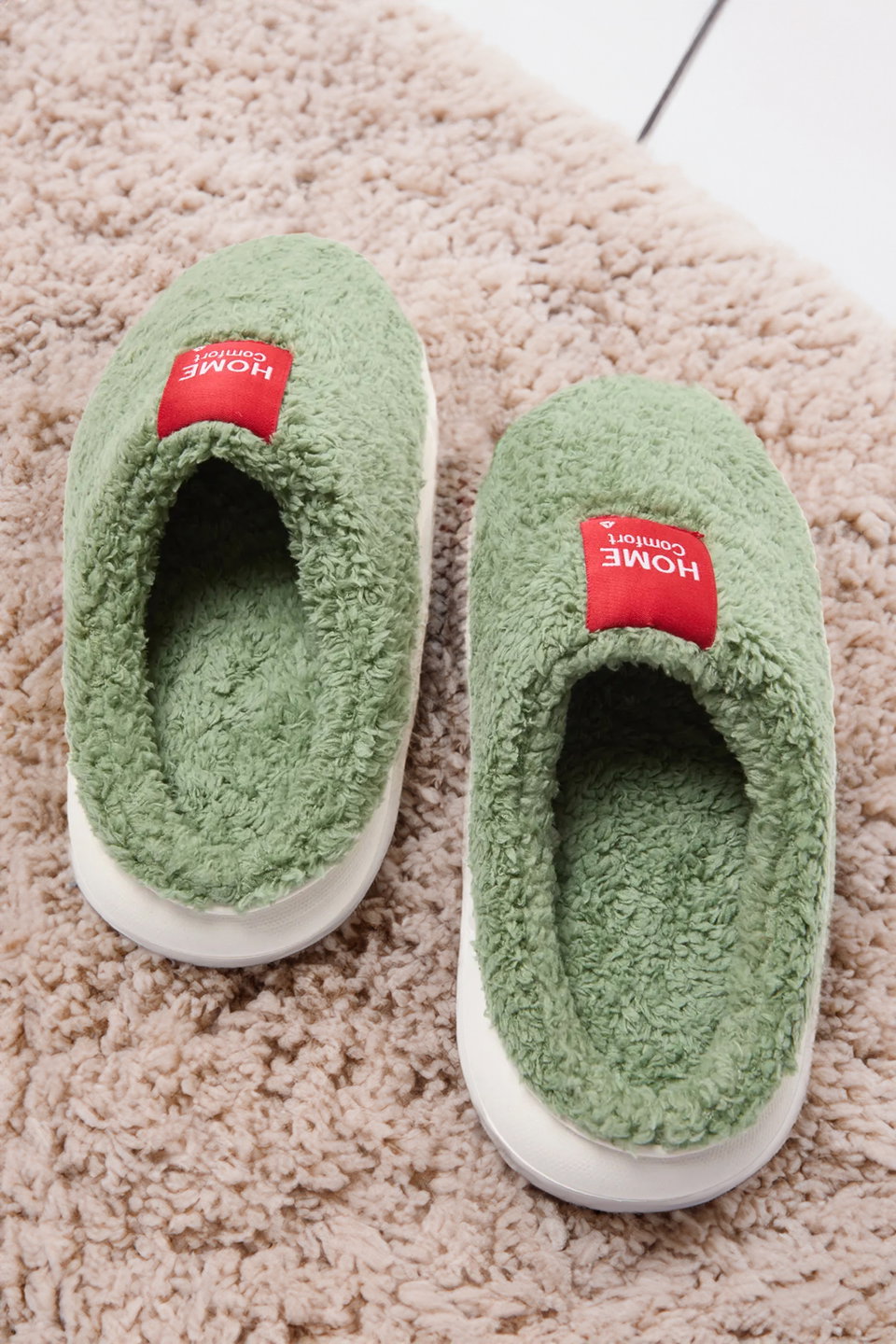 Plush Weaving Label Detailed Women's Home Slippers TAKAW25ER00012