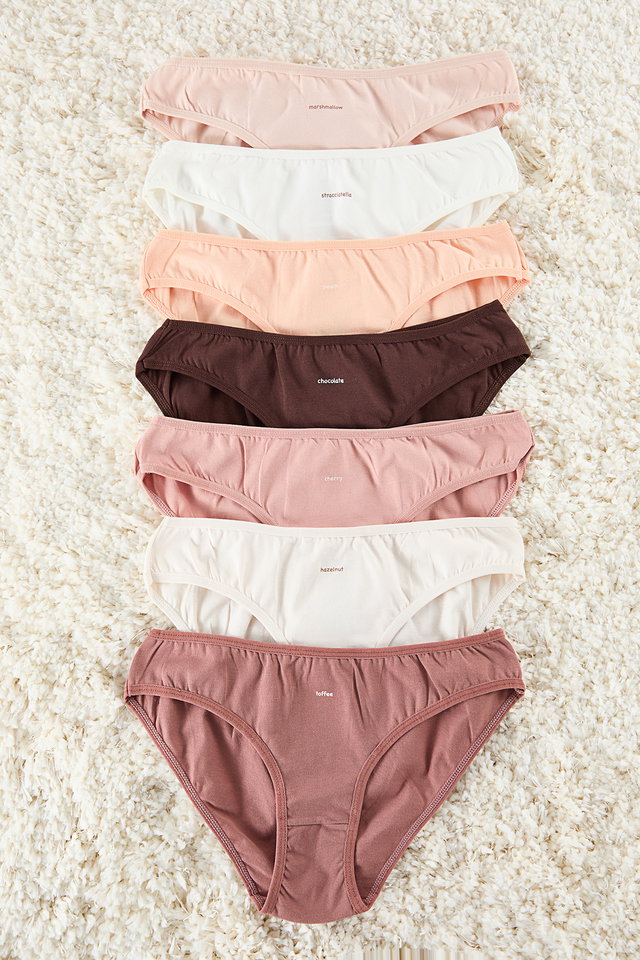 Very colorful - Multicolored 7-Pack Cotton Slogan Classic Knitted Panties THMAW25KU00030