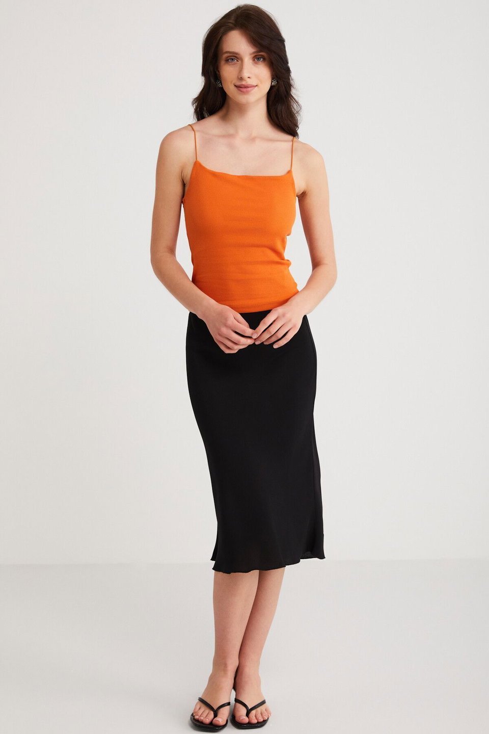 Ayane Women's Cotton Slim Fit Thin Strap Square Neck Basic Undershirt