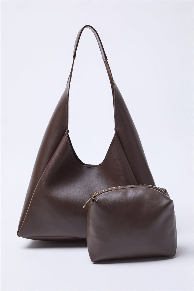 Dark brown - Black Cub Oval Women's Shoulder Bag TAKAW25OC00007