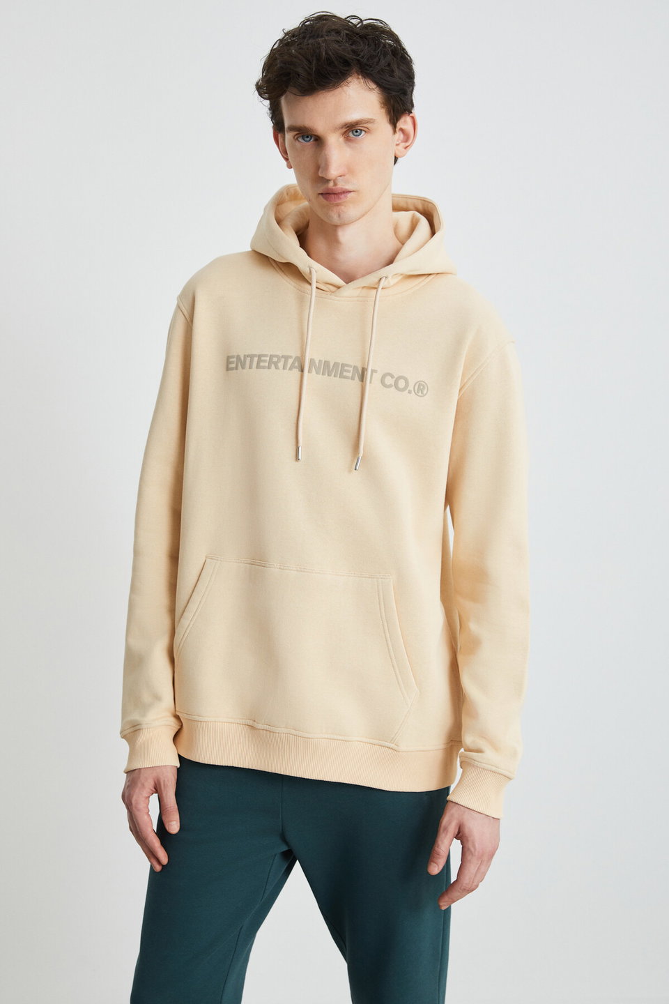 YACINE Men's 3 Thread Cord Hooded Sweatshirt