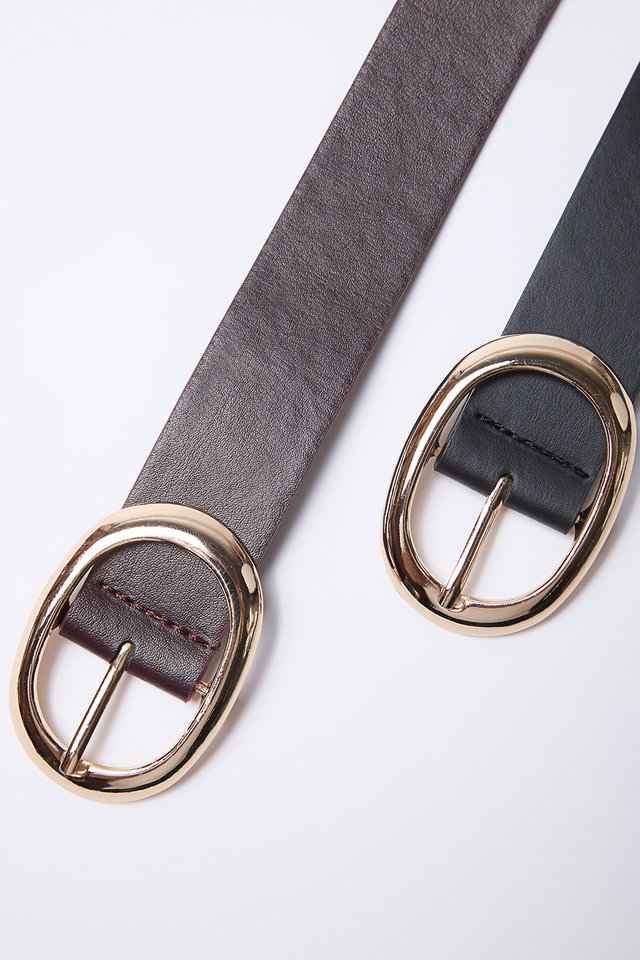 Black-Claret red - 2-Pack Black-Tank Women's Leather Look Belt TWOSS21KE0054