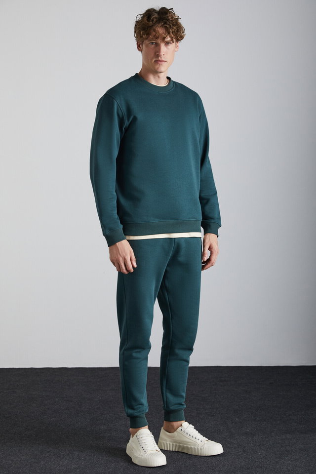 Green - Adens Men's Regular Soft Premium Fabric 3 Yarn Ribbed Elastic Leg Claret Red Sweatpants