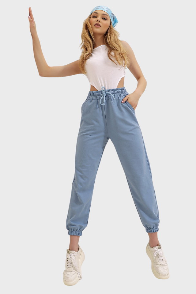 SKY BLUE - Women's Greymelanj Seasonal Elastic Leg Two Thread Sweatpants ALC-Y2933