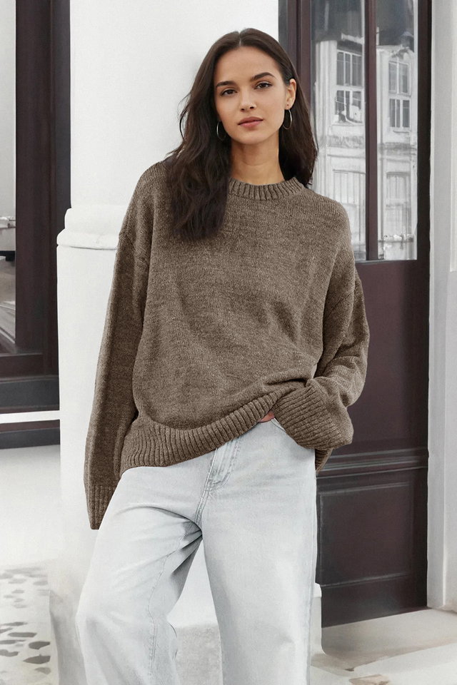 Mink - Pink Wide Pattern Crew Neck Knitwear Sweater TWOAW25KZ00168