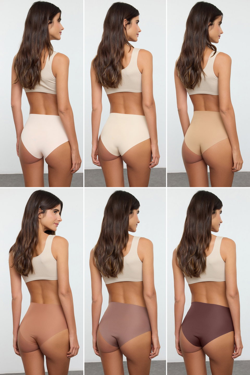 6-piece Micro Seamless/Non-Trace Laser Cut High Waist Classic Knitted Panties THMAW25KU00038