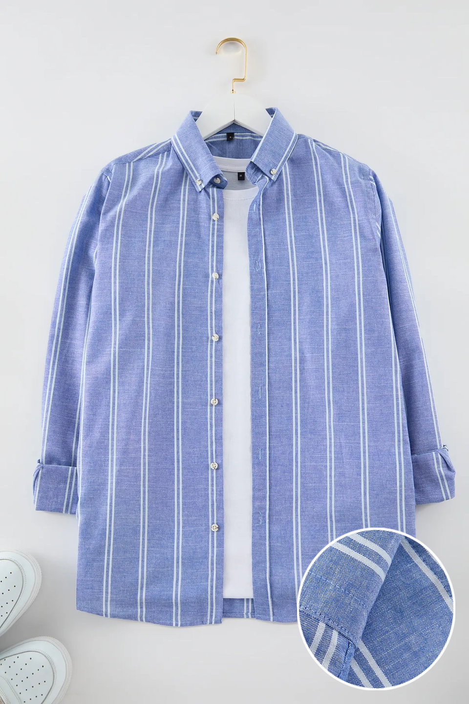 Slim Fit Button Collar Slim Striped Shirt TMNSS20GO0092