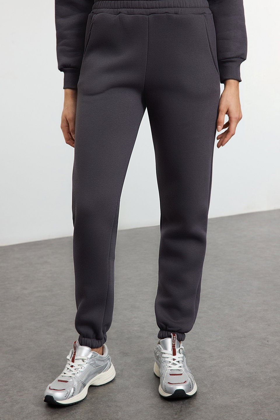 Thick Polar Fleece Zippered Stand Collar Jogger Knitted Tracksuit TWOSS25EM00000