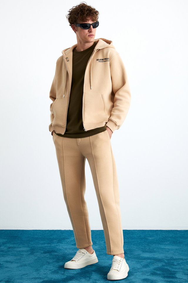 Light Beige - Ausar Men's Organic Cotton Light Beige Sweatpants