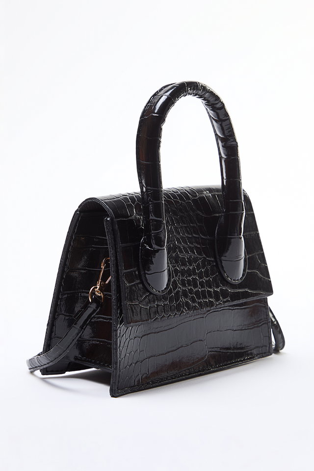 Black - Tan Textured Crossbody Women's Mini/Small City Bag TWOAW25OC00000