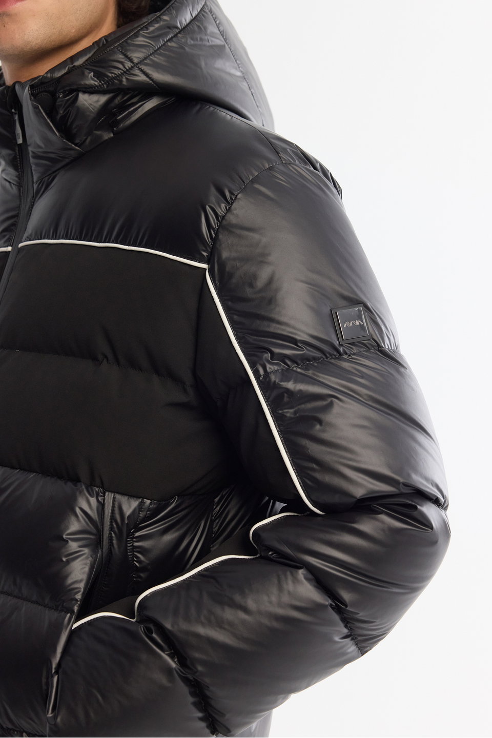 Men's Downhill Hooded Water Repellent Windproof Goose down Ski Coat A42Y6012