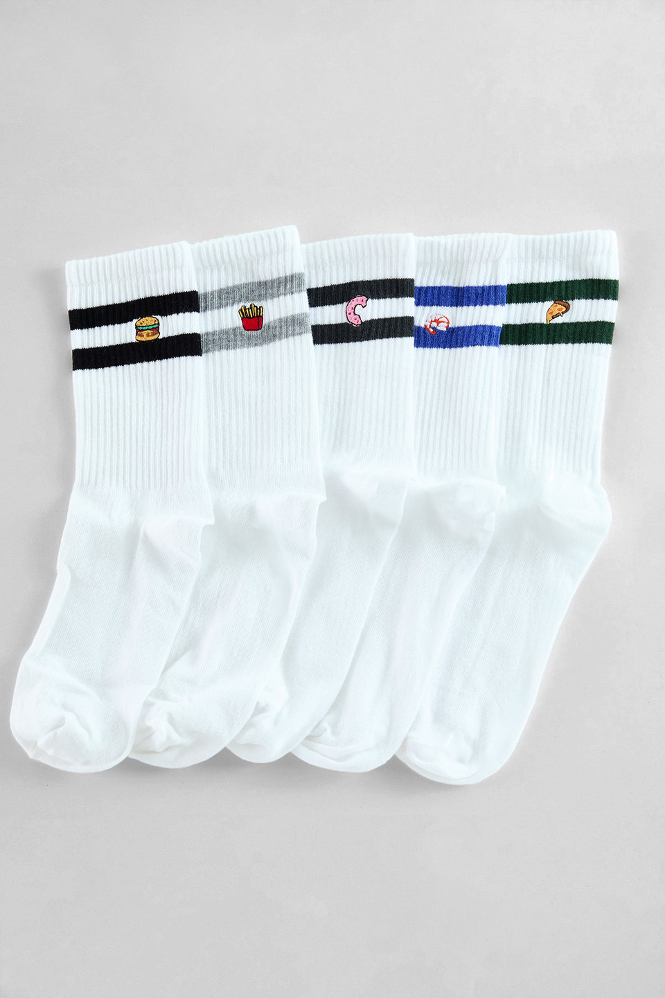 Unisex 5-Pack Embroidered Cotton Striped College-Tennis-Medium Socks TMNAW25CO00022