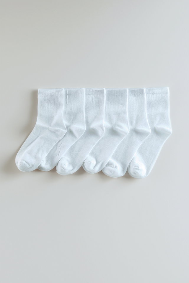 White - White Unisex 6-Pack Cotton College-Tennis-Medium Socks TEDAW25CO00007