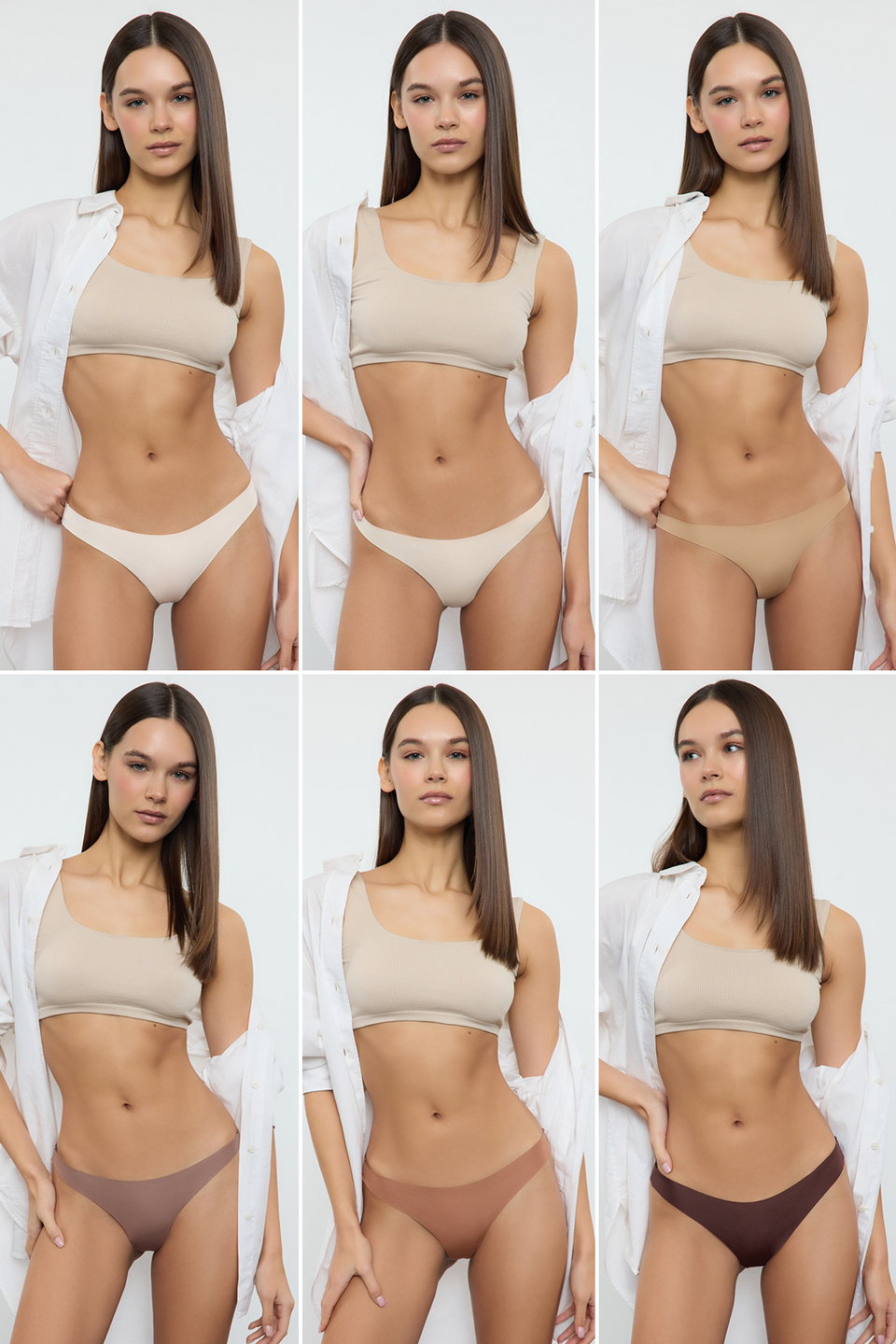 Multi Colorful 6-Pack Micro Seamless/Non-Trace Laser Cut Thong Knitted Panties THMAW25KU00039