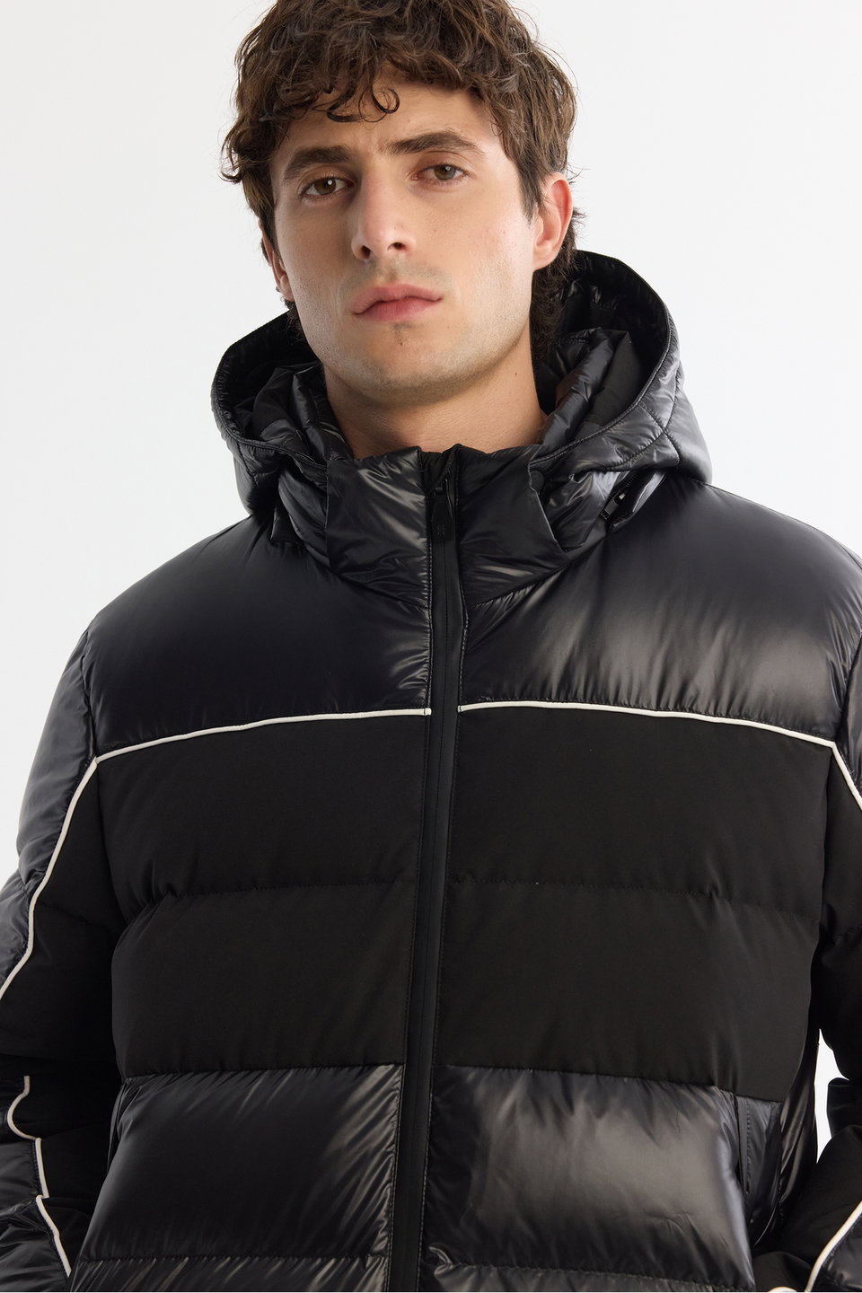 Men's Downhill Hooded Water Repellent Windproof Goose down Ski Coat A42Y6012