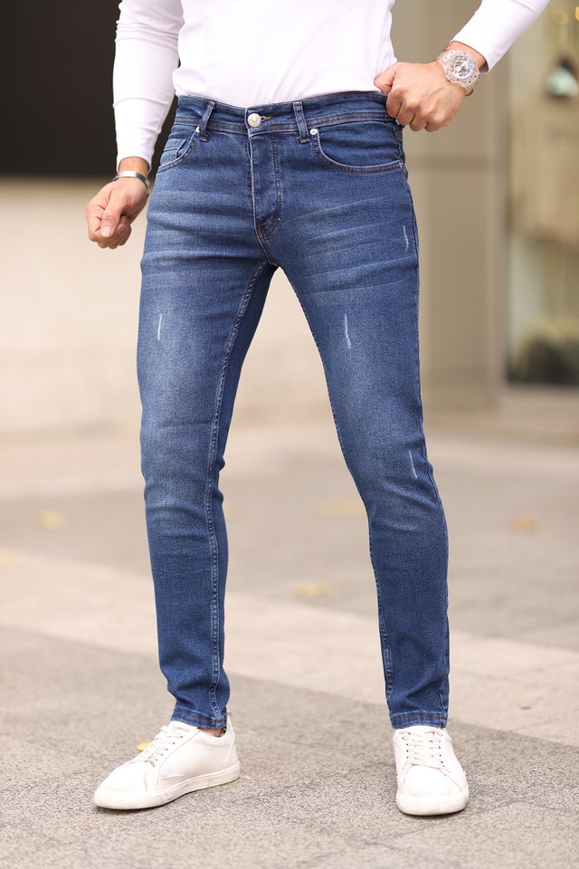 Navy blue - Light Blue Skinny Studded Jeans TMNAW25JE00013