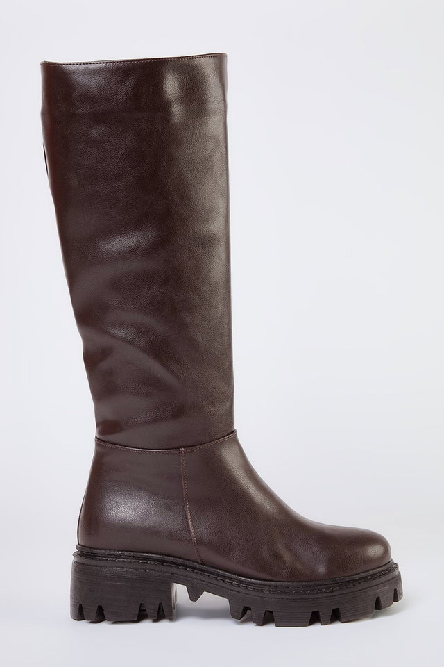Dark brown - Black Thick-Soled Zippered Women's Boots TAKAW25CZ00005
