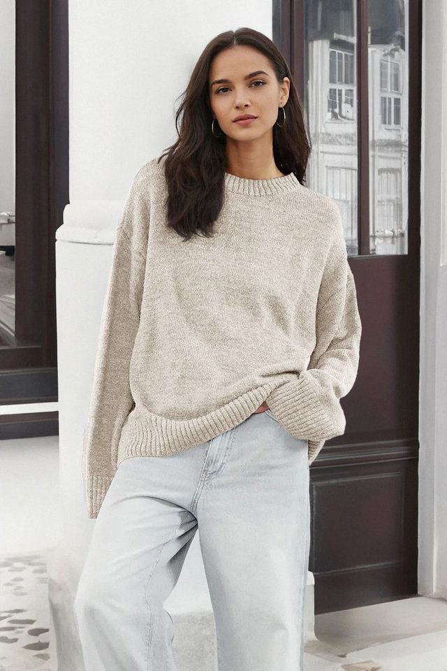 Stone - Pink Wide Pattern Crew Neck Knitwear Sweater TWOAW25KZ00168