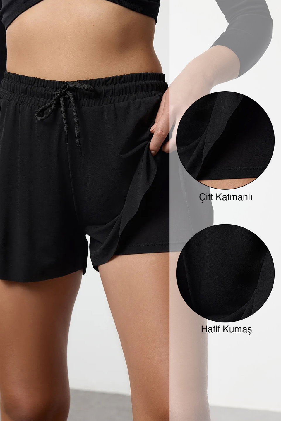2 Layered Tights Inside Knitted Sports Shorts THMAW25SR00000