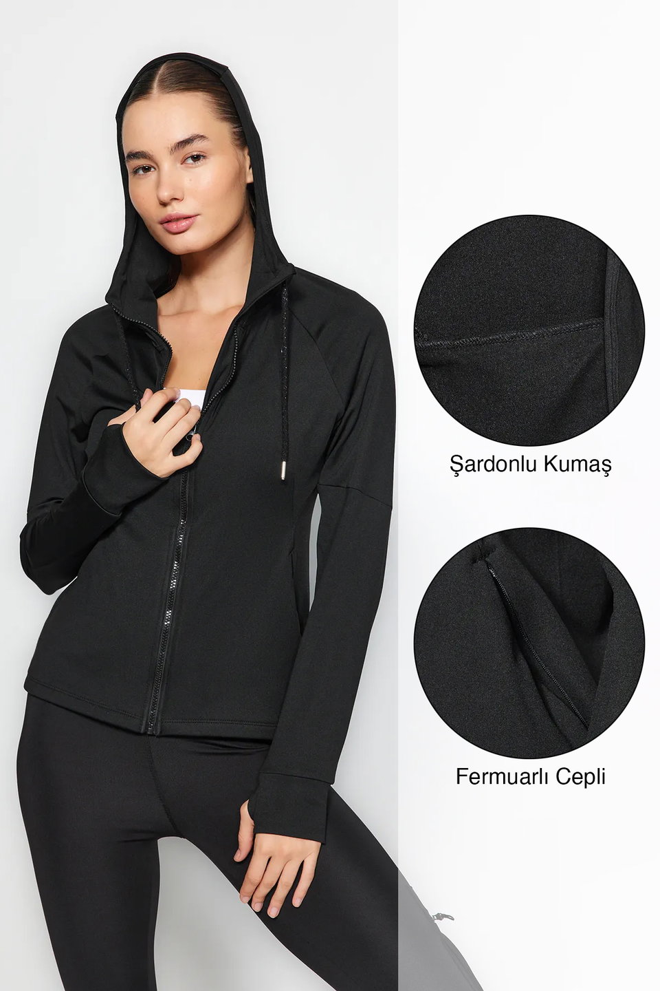 Dull Thumb Hole Warm Winter Knitted Sports Jacket with Raised Inside THMAW24SW00011