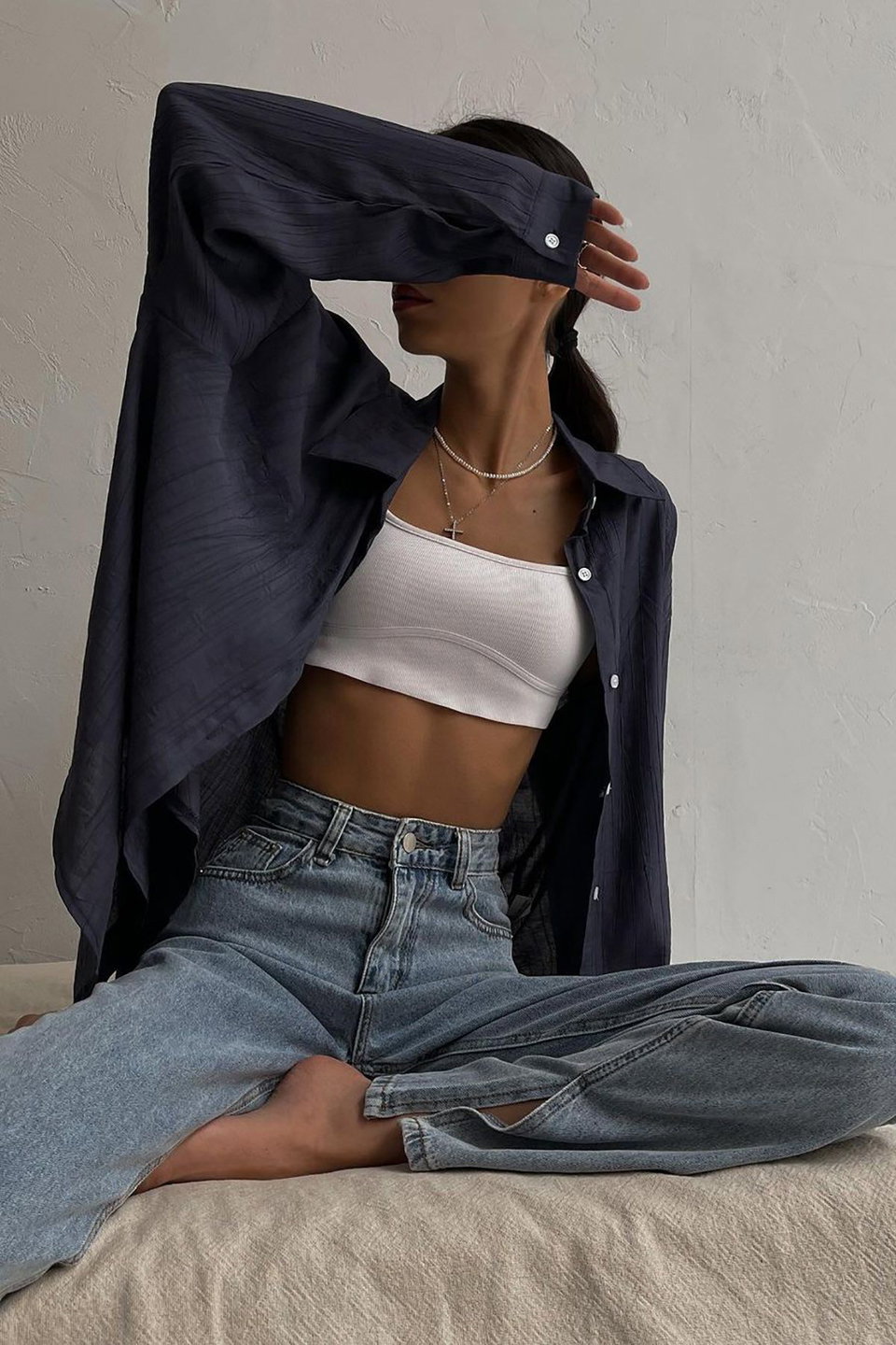High Waist Women's Jeans with Slits Mg1384
