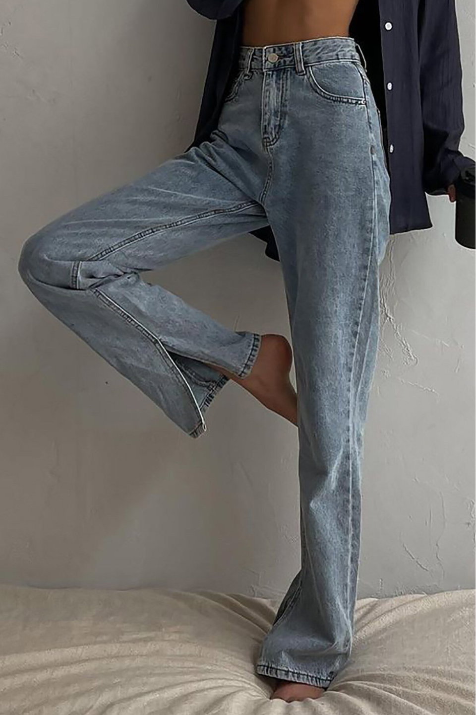 High Waist Women's Jeans with Slits Mg1384