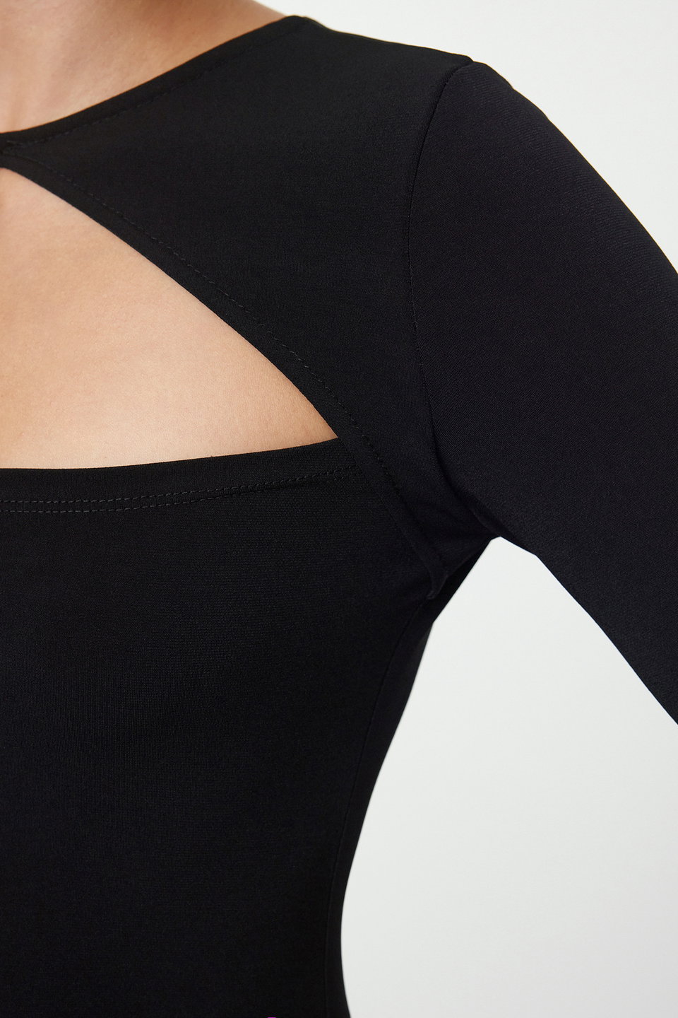 Cut Out/Window Detailed Knitted Elegant Evening Prom Dress TPRAW25EL00022