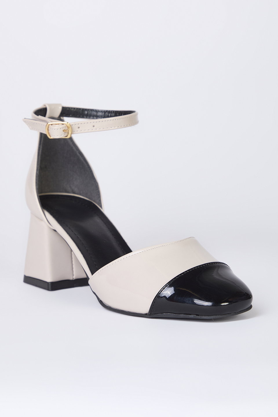 Color Block Round Toe Women's Mary Jane Block Heeled Shoes Takss25To00024