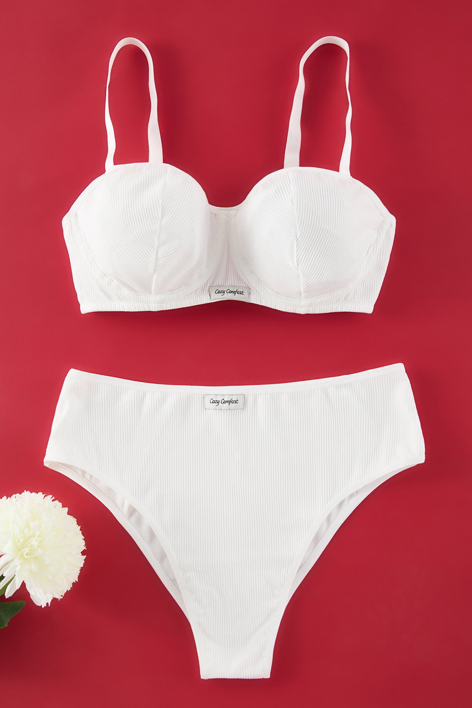 Slogan Embroidery Underwire Cupless Camisole Knitted Plus Size Lingerie Set Tbbss25Dg00000