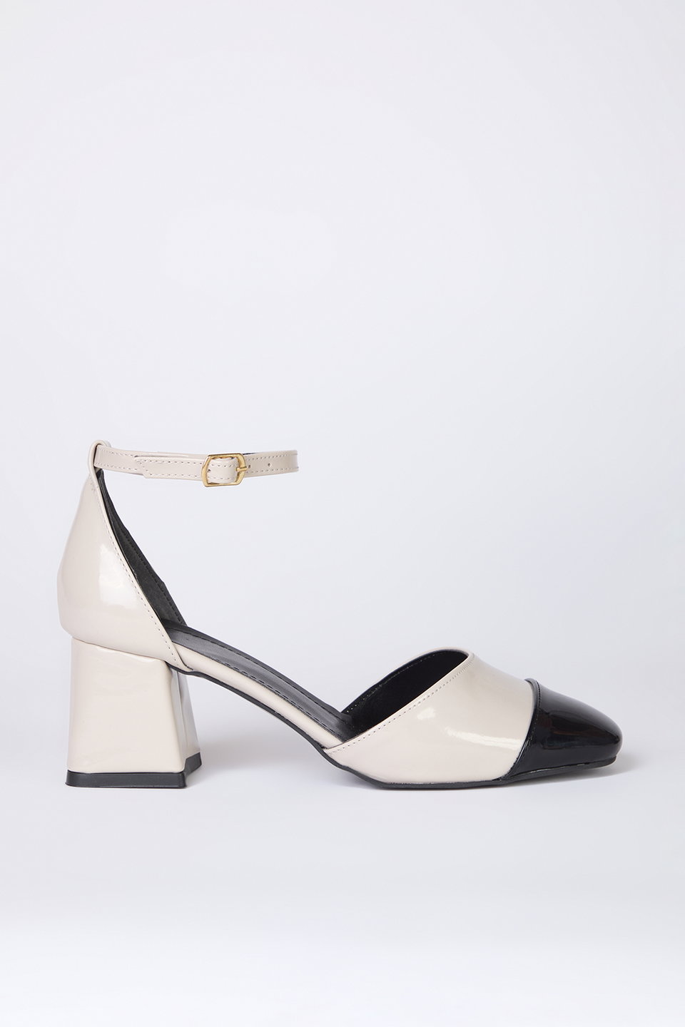 Color Block Round Toe Women's Mary Jane Block Heeled Shoes Takss25To00024