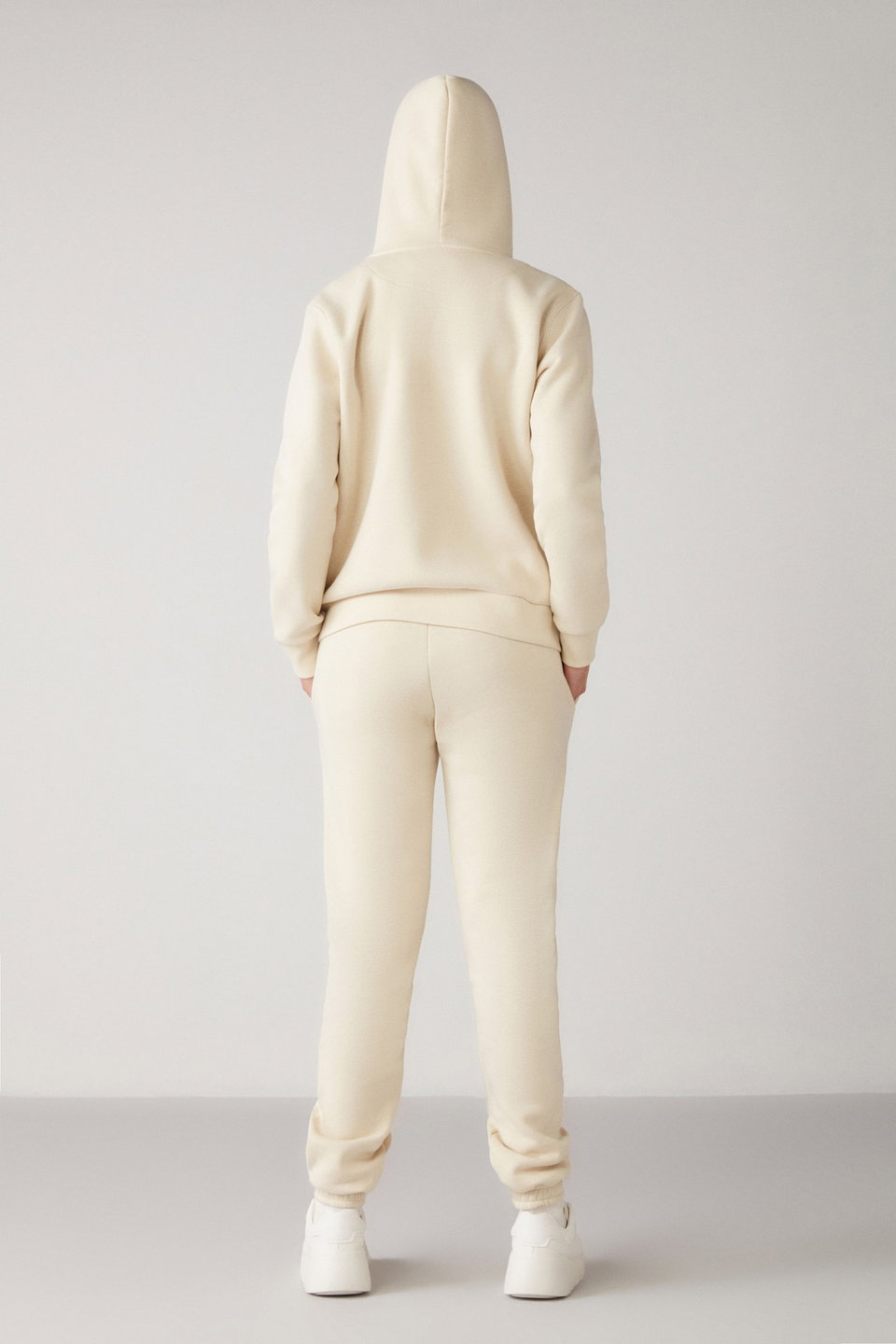 Marıtza Women's Polar Fleece 100% Organic Cotton Elastic Waist Leg Relaxed Vanilla Sweatpants