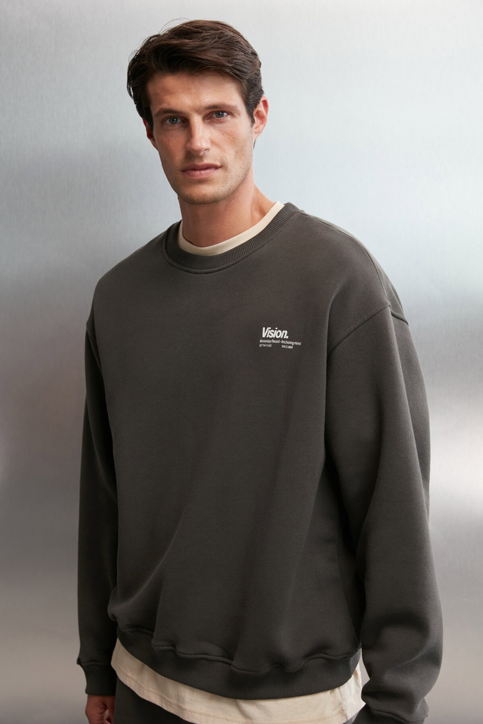 Ernest Men's Soft Fabric Oversize Fit Round Neck Printed Sweatshirt