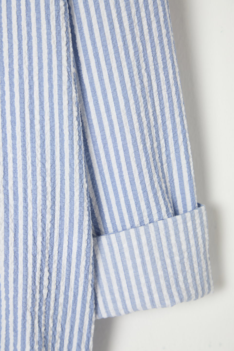 Oversized Striped Seersucker Flexible Comfortable Fabric Knit Shirt TMNSS25GO00024