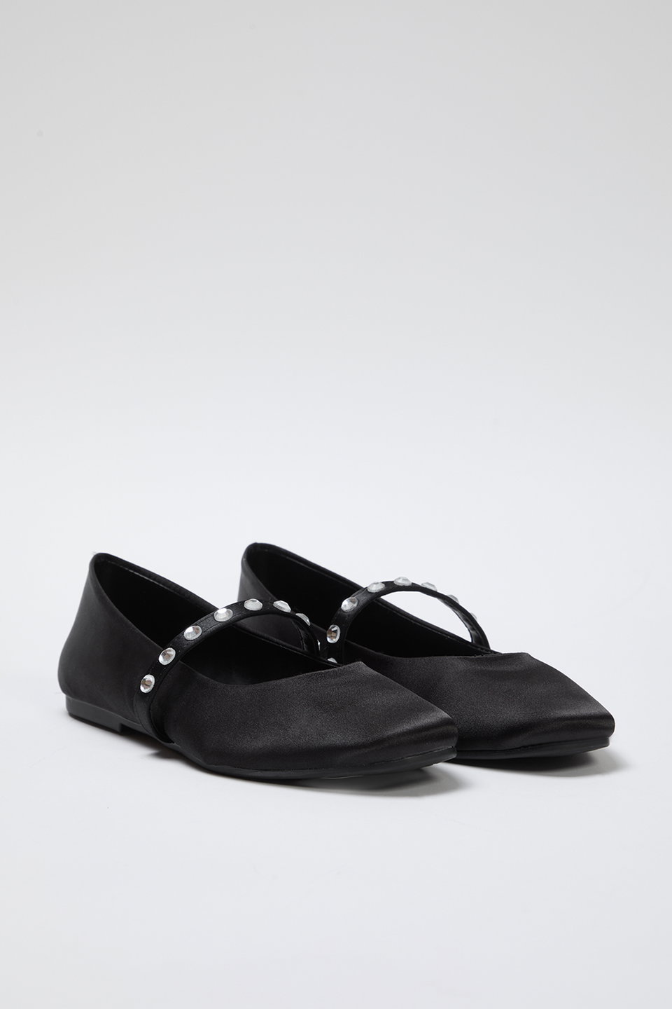 Mary Jane Satin Effect Stoned Women Ballerina Flats TAXSS25BE00013